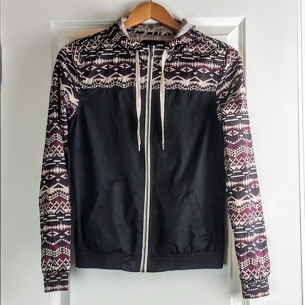 Empyre Aztec Print Windbreaker Zip-Front Hoodie
